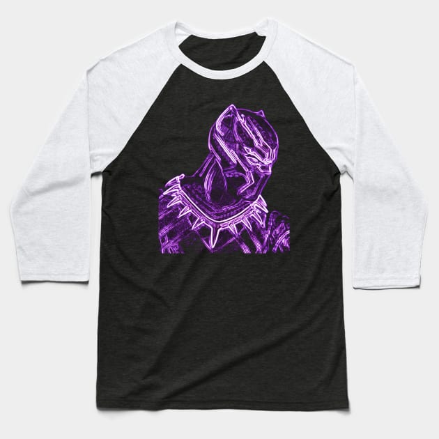 Black Panther NEON Baseball T-Shirt by enchantingants